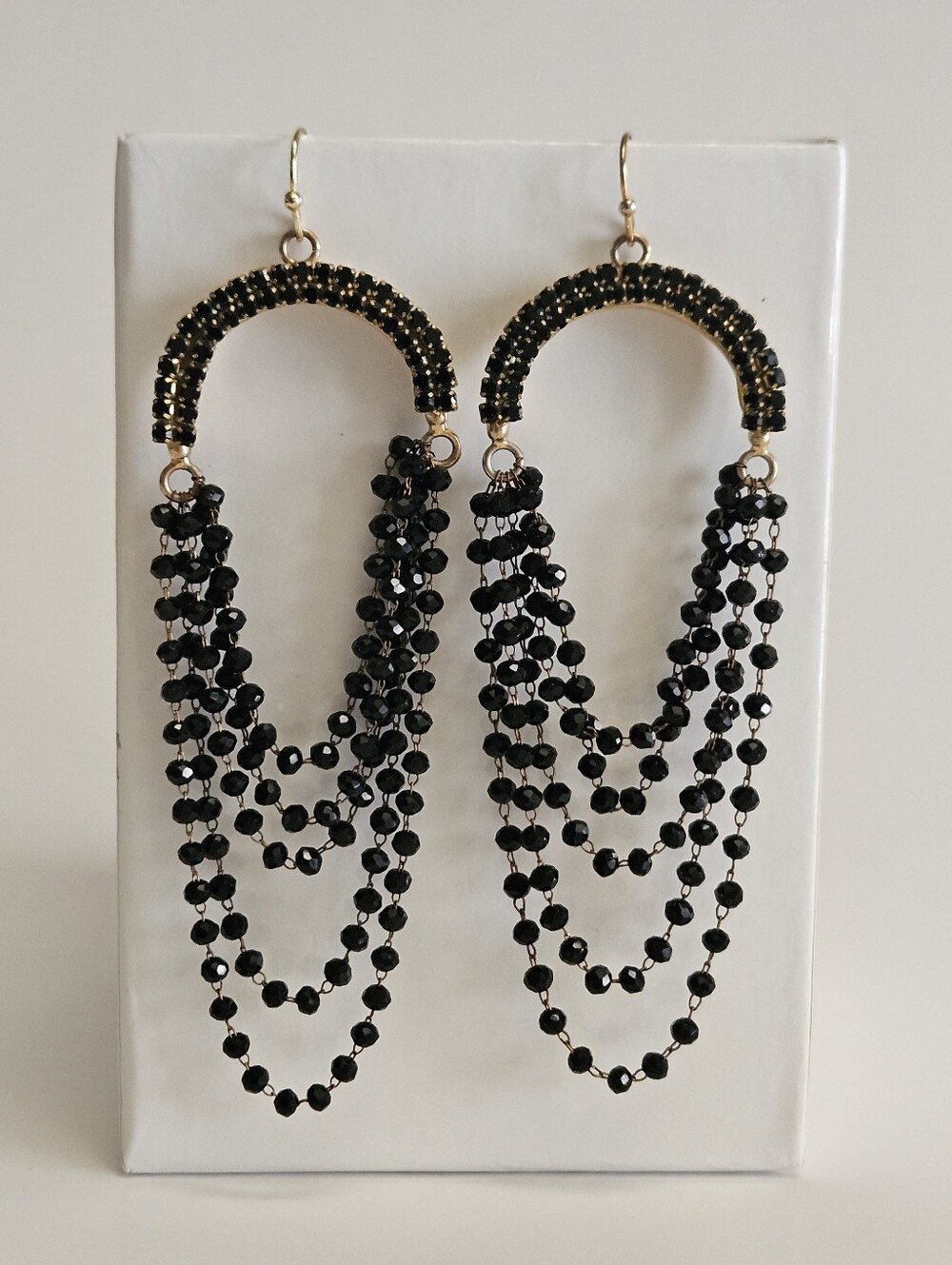 Anthropologie Dangle Beaded Gold Earrings